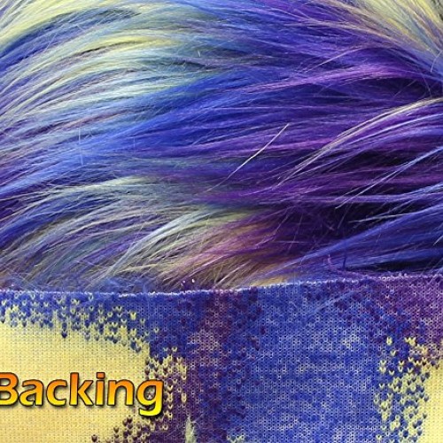 Faux Fur Fabric Long Pile 3 Tone Rainbow Yellow Blue Purple / 60 ...